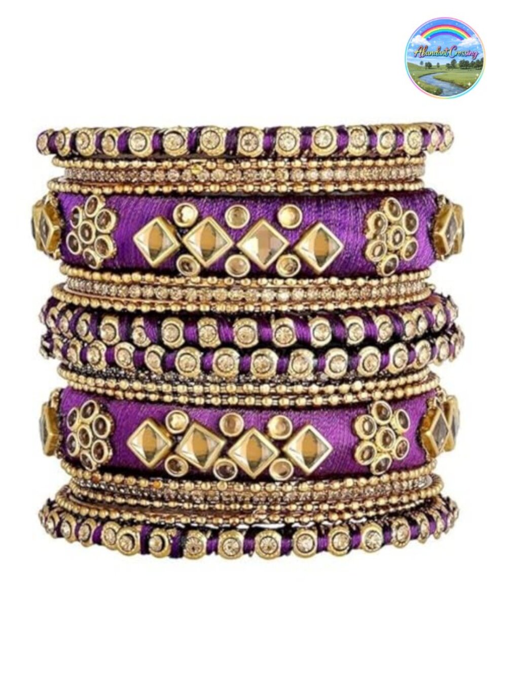 Handmade Silk Thread Faux Stone Bangle Set Indian Wedding Chudha Bracelet